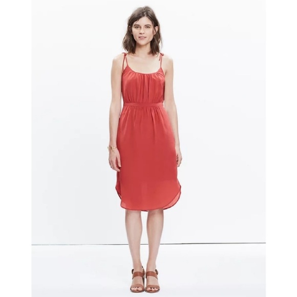 Madewell silk Skyway Cami dress spaghetti straps warm berry women’s size 10 - Picture 13 of 14